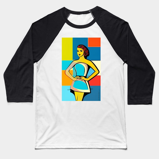 Pop Art Pin Up Girl Baseball T-Shirt by ShopSunday